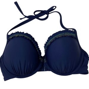 Aerie ruffle trim halter push up bikini top